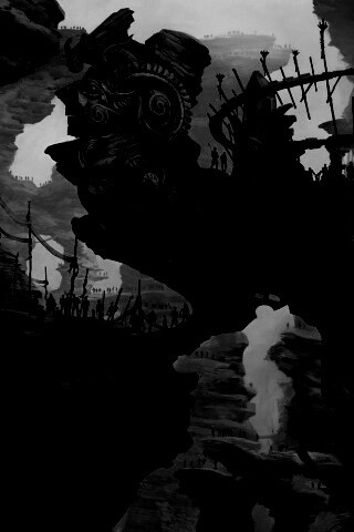 Древний корабль в скалах обои