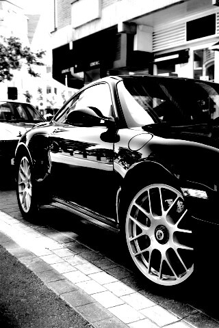 Чёрно-белое фото Porsche обои