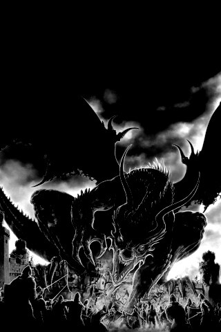 Дракон нападает на замок обои