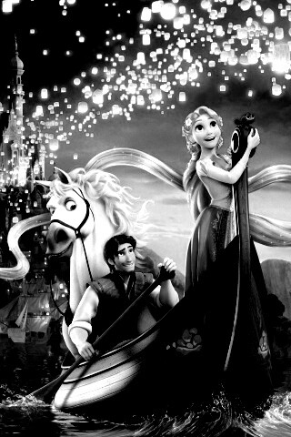 Рапунцель принц и конь в лодке обои