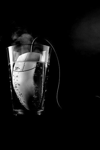 Дымящаяся мышка в стакане воды обои