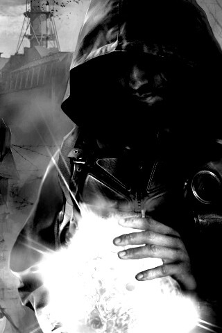 Сталкер с энергетическим артефактом в руках обои