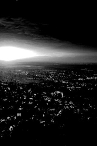 Закат над городом обои