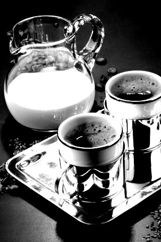 Поднос с кофе обои