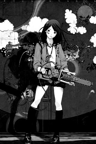 Девушка с бензопилой обои