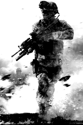 Солдат на фоне огня обои