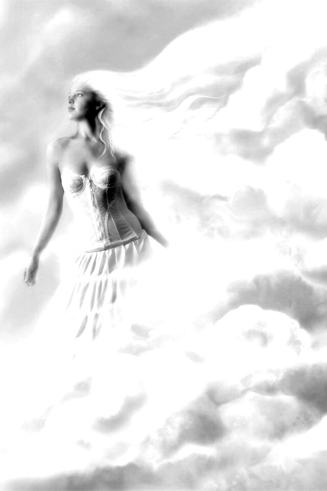 Девушка на облаках обои