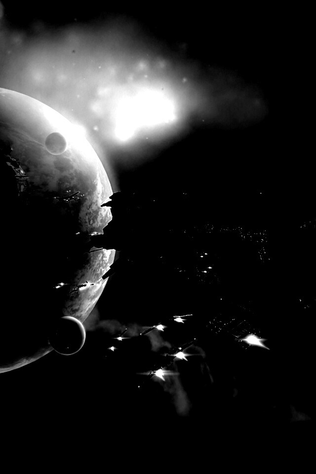 Космический флот атакует планету обои