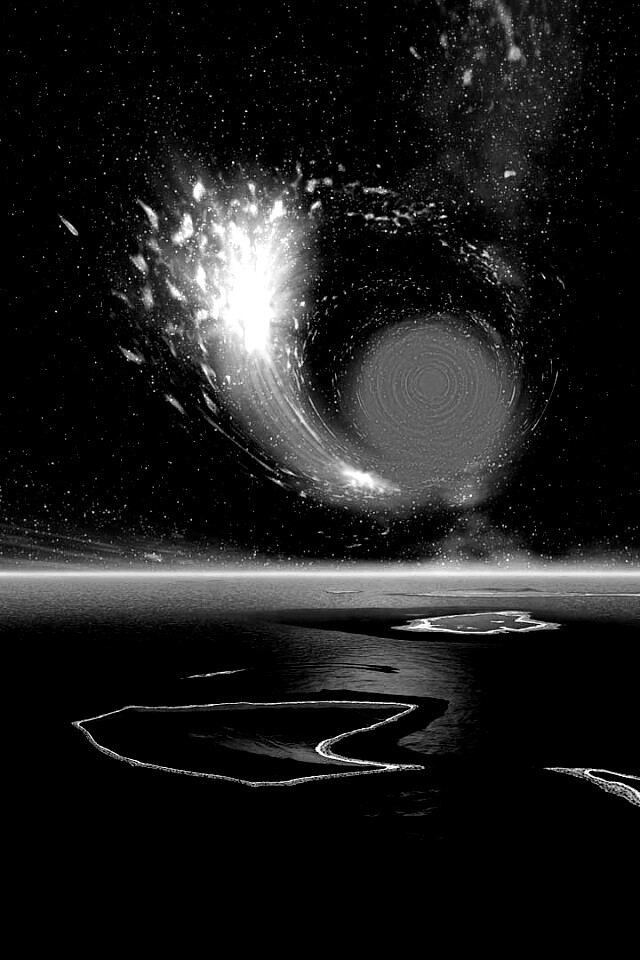 Красная дыра над океаном обои