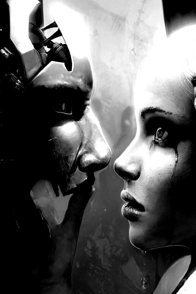 Девушка и робот обои