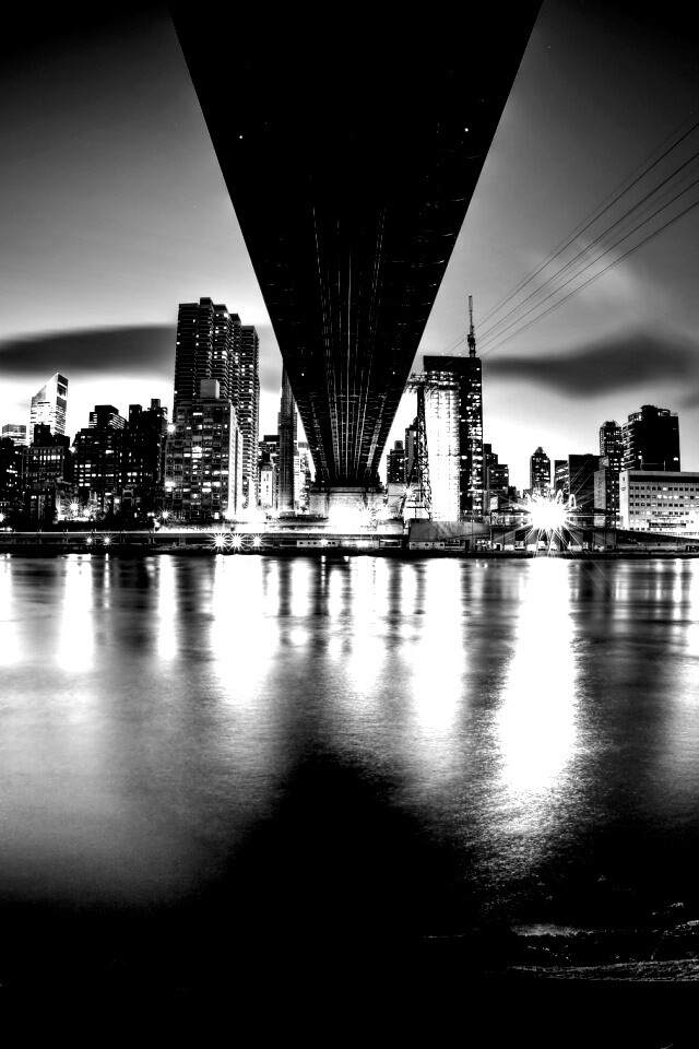 Вид на Остров Рузвельта из-под моста Квиснборо обои