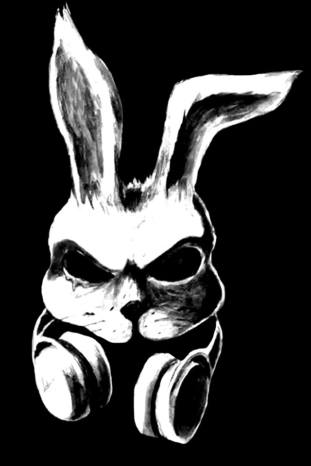 Кролик в наушниках обои