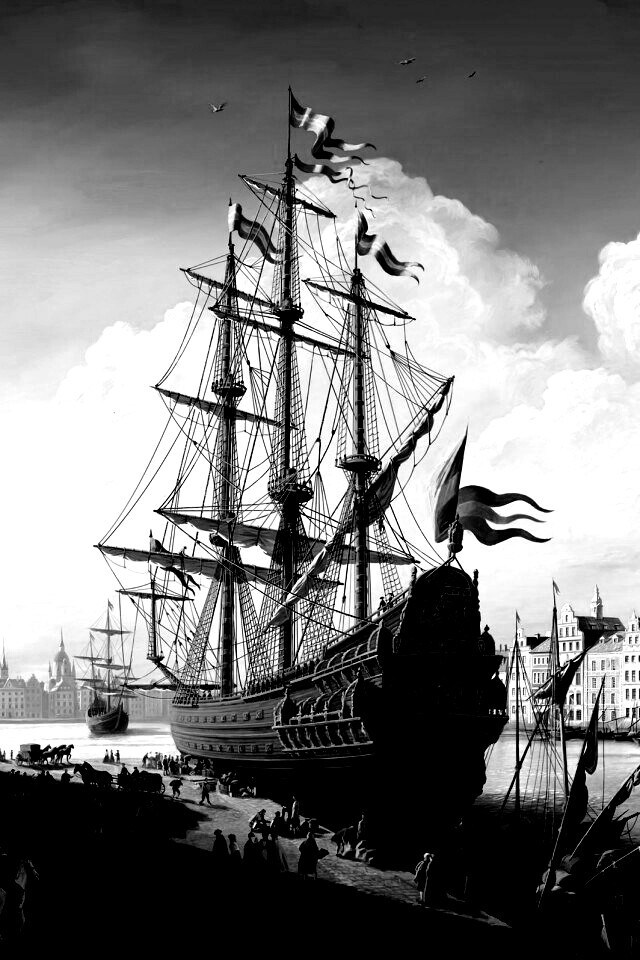 Парусник на набережной обои