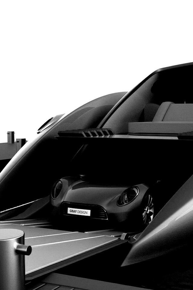 Яхта с автомобилем на борту обои