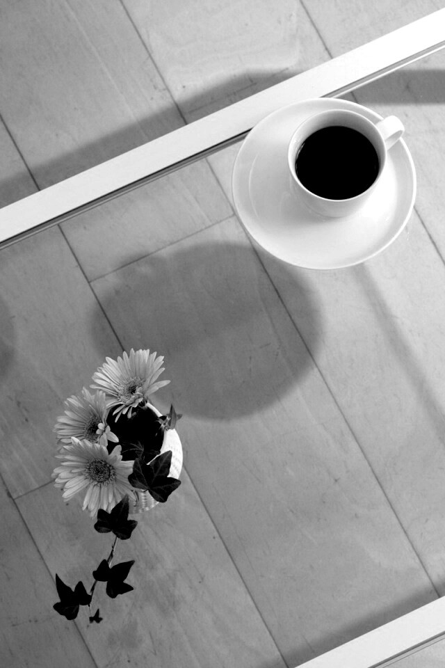 Кофе и цветы обои