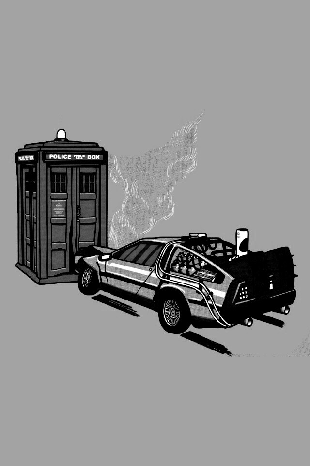 Что будет если ДеЛореан врежется в Тардис? обои
