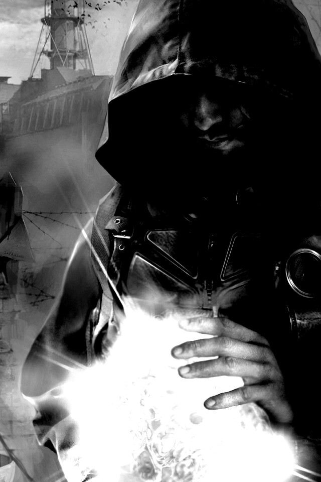 Сталкер с энергетическим артефактом в руках обои