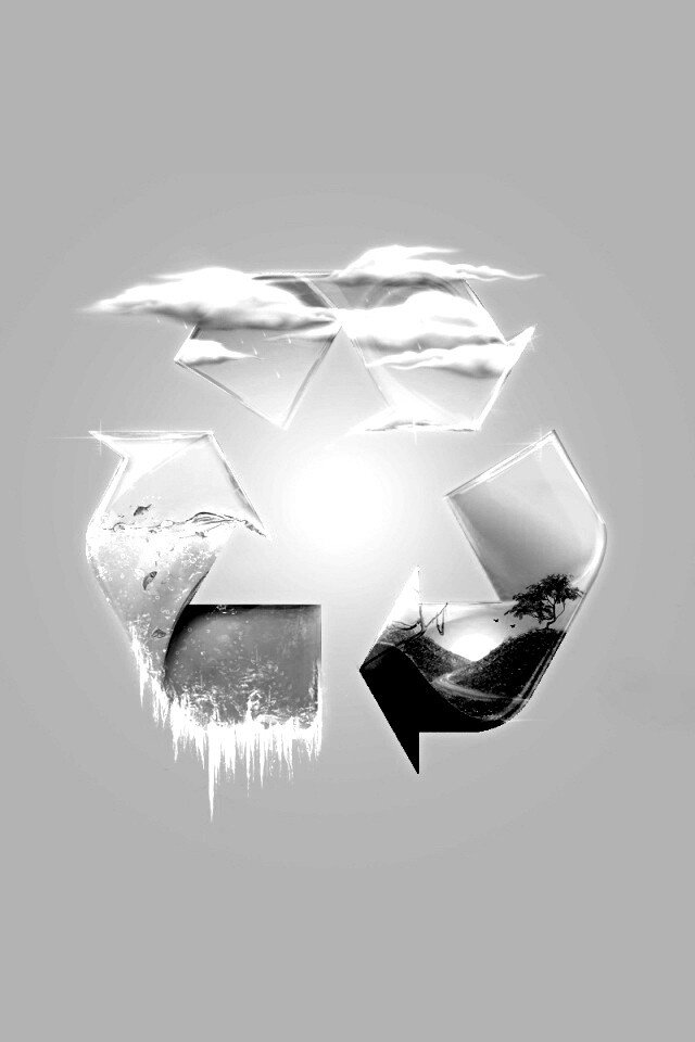 Круговорот воды в природе в значке переработки обои