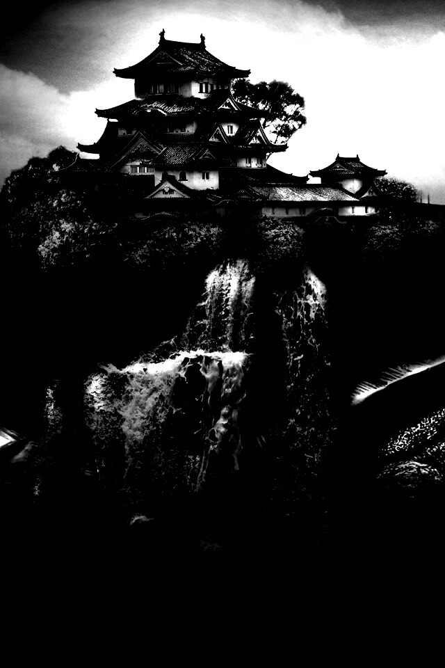 Золотая черепаха и китайская пагода в океане обои