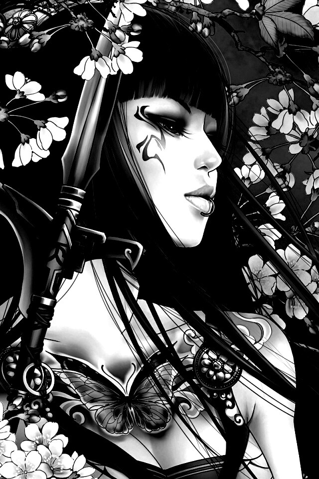 Элегантная девушка с оружием обои