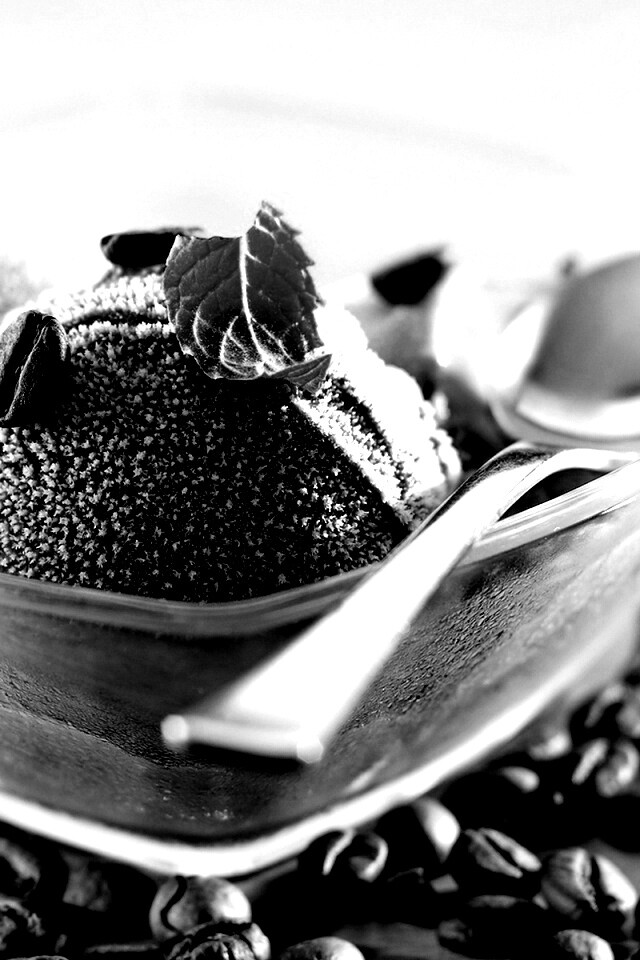 Кофейное мороженое с листиком мяты обои