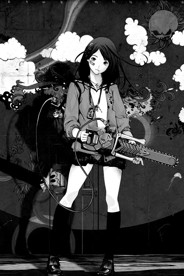 Девушка с бензопилой обои