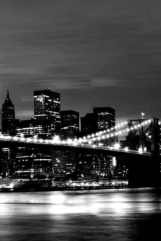 Бруклинский мост на фоне ночного Нью-Йорка обои