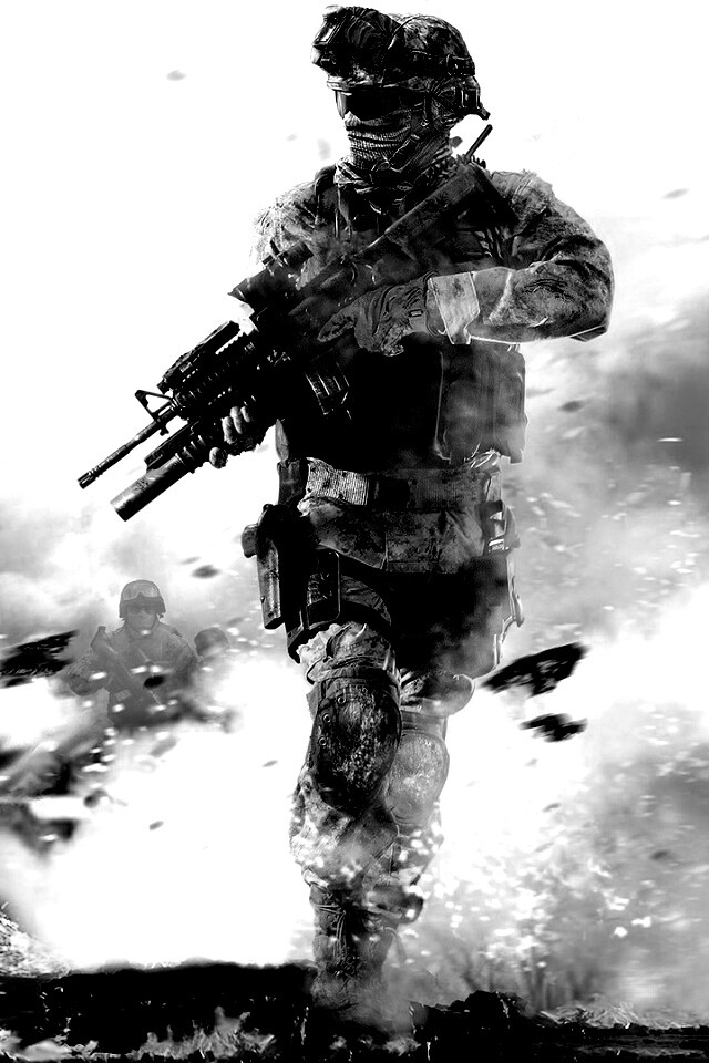 Солдат на фоне огня обои