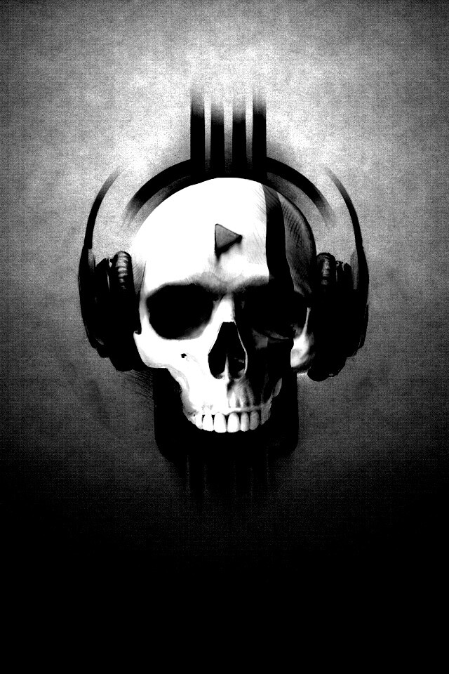 Череп в наушниках обои
