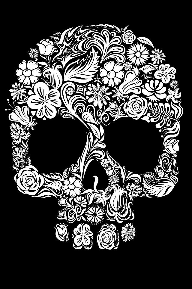 Череп из векторных цветов обои