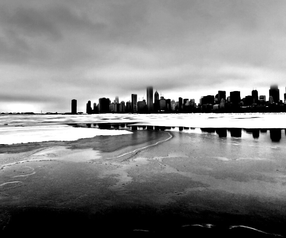 Зимний город обои