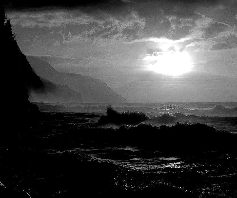 Волны на закате обои