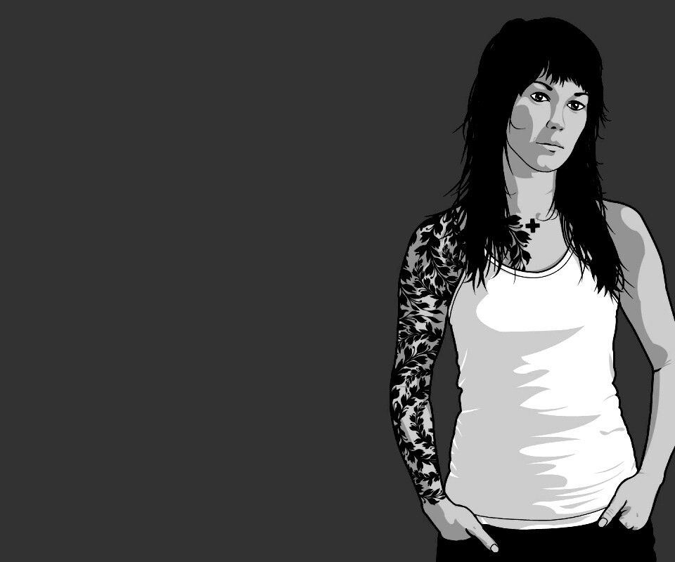 Девушка с татуировкой в виде листвы обои