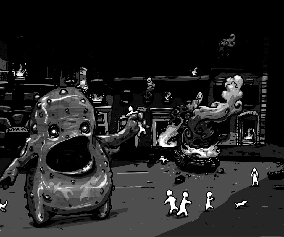 Монстр жрет людей обои