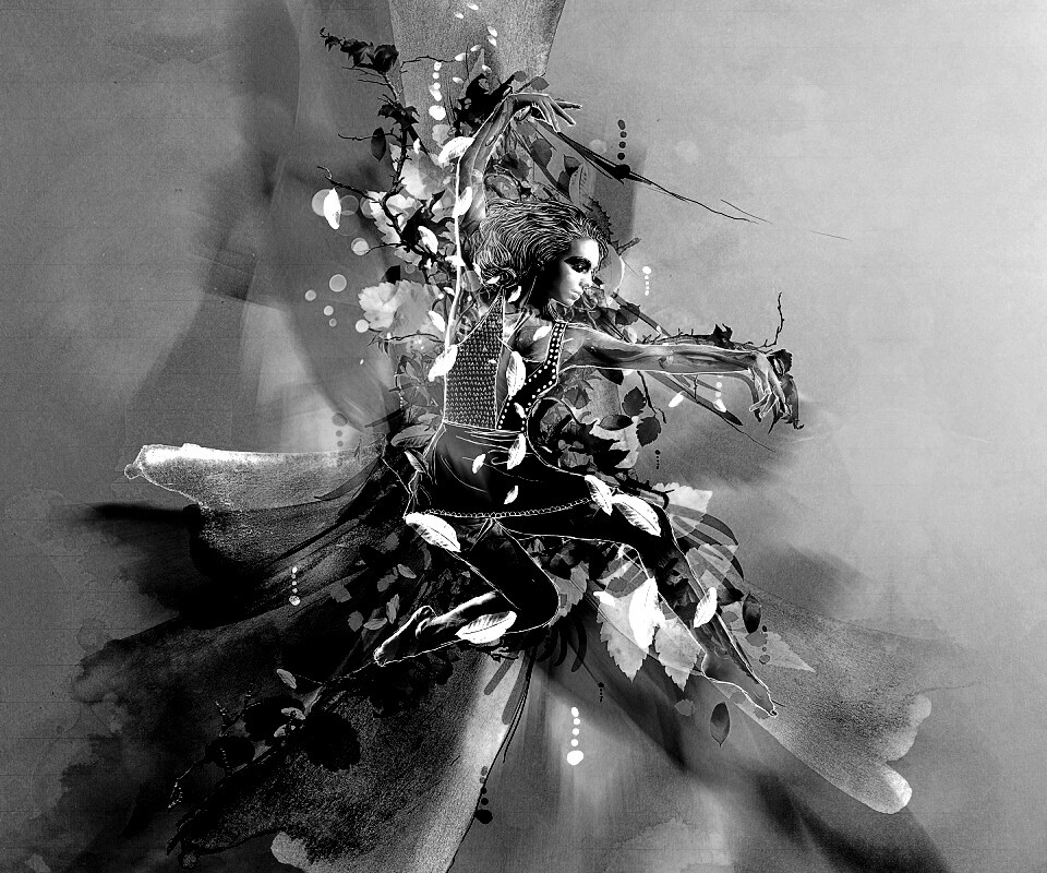 Девушка танцует в листьях обои