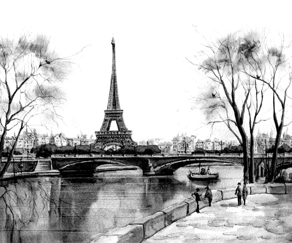 Рисунок Эйфелевой башни обои