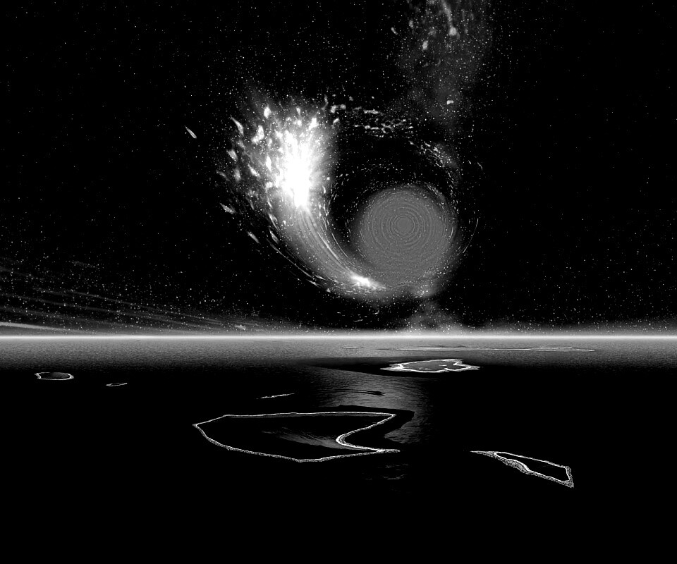 Красная дыра над океаном обои