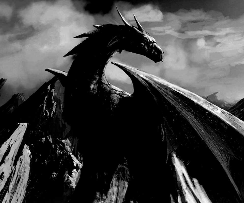 Дракон на вершине скалы обои