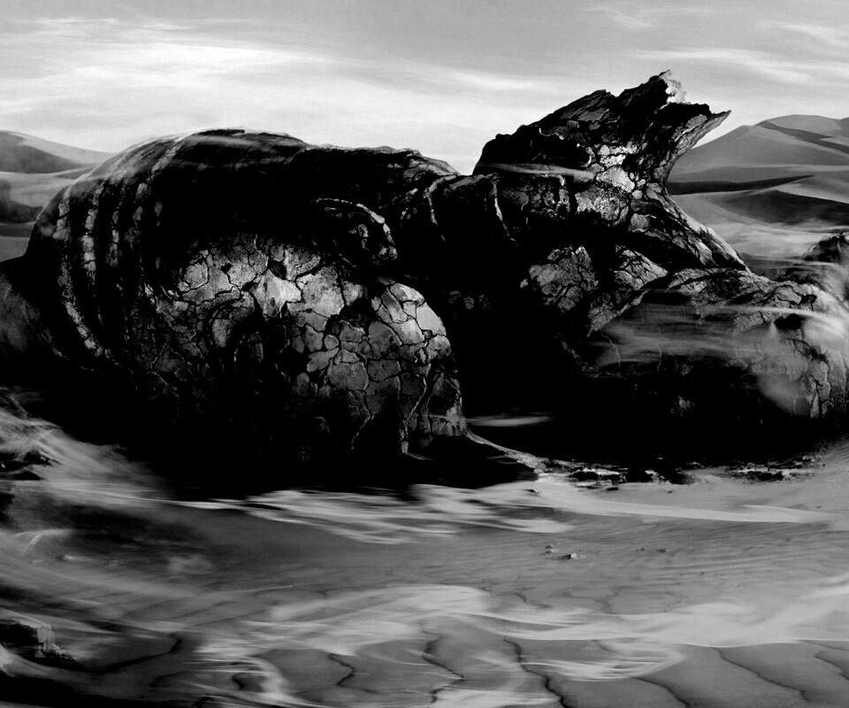 Развалины статуи в пустыне обои