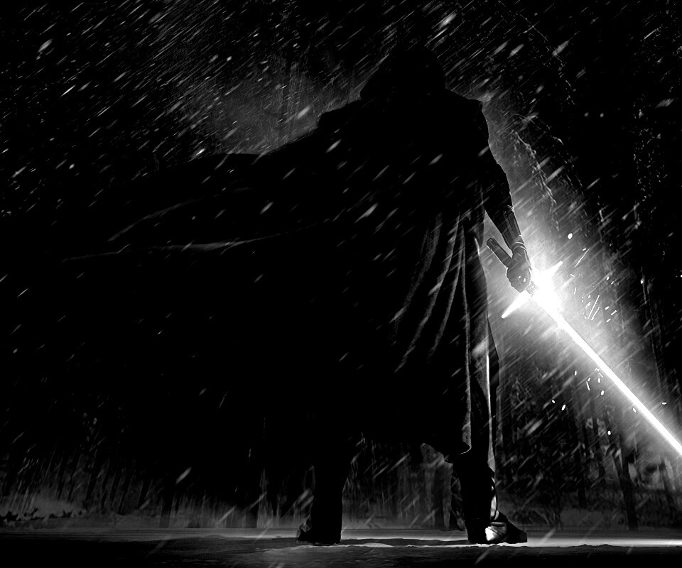 Кайло Рен в зимнем лесу обои