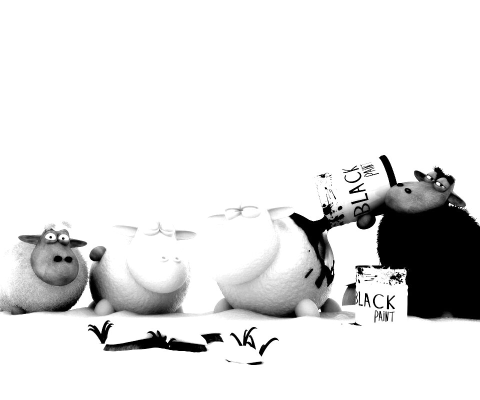 Овечки лепят снеговиков обои