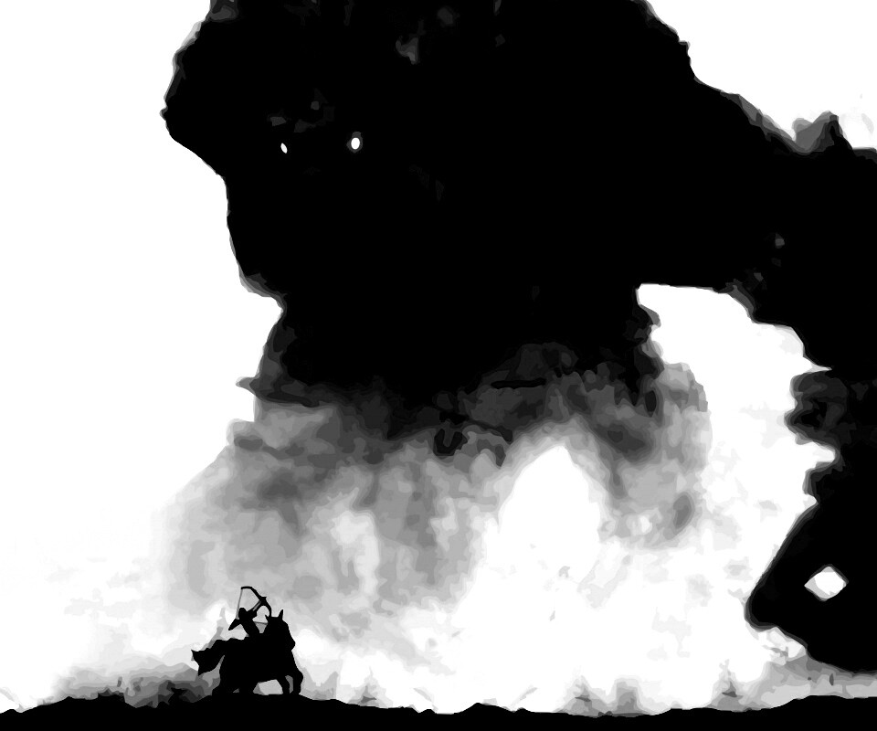 Всадник и огромный голем обои