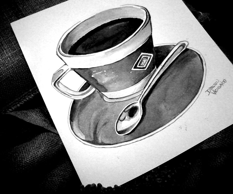 Нарисованная чашка кофе обои