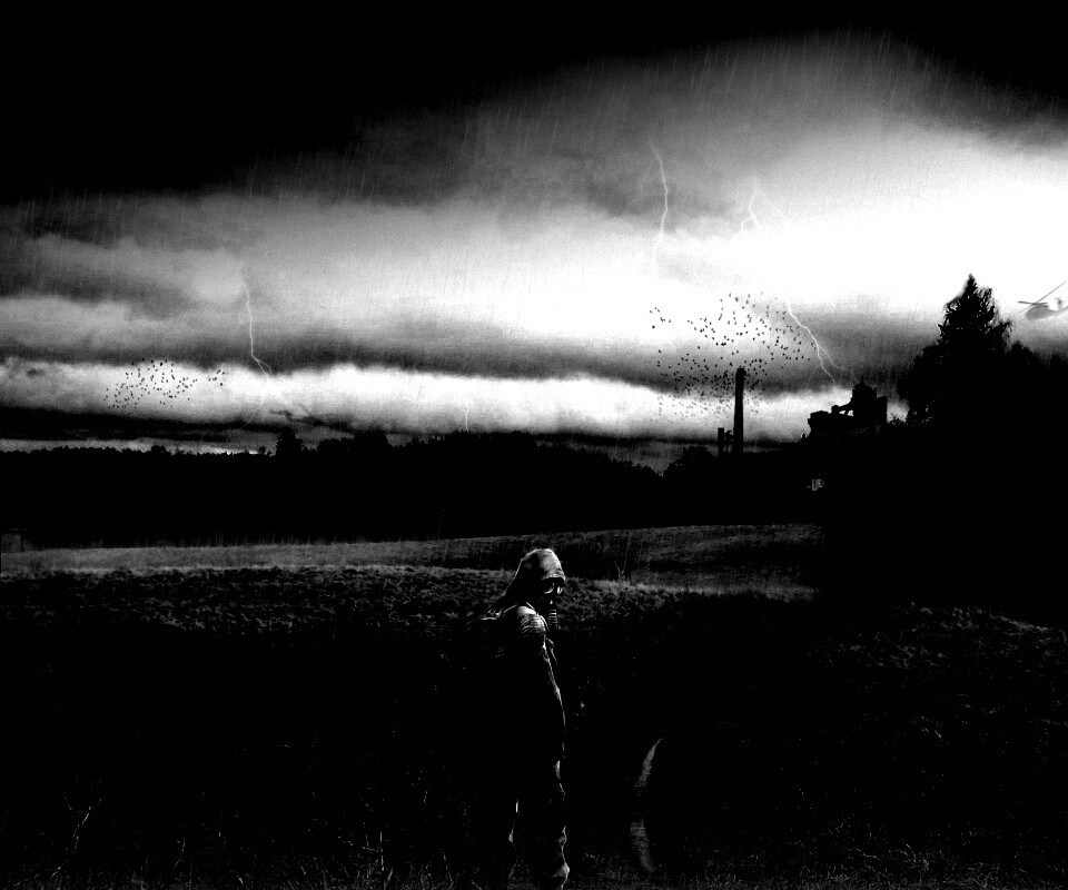 Сталкер под дождем обои