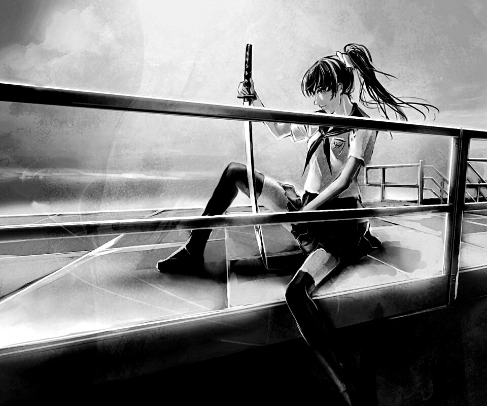 С катаной в руке обои