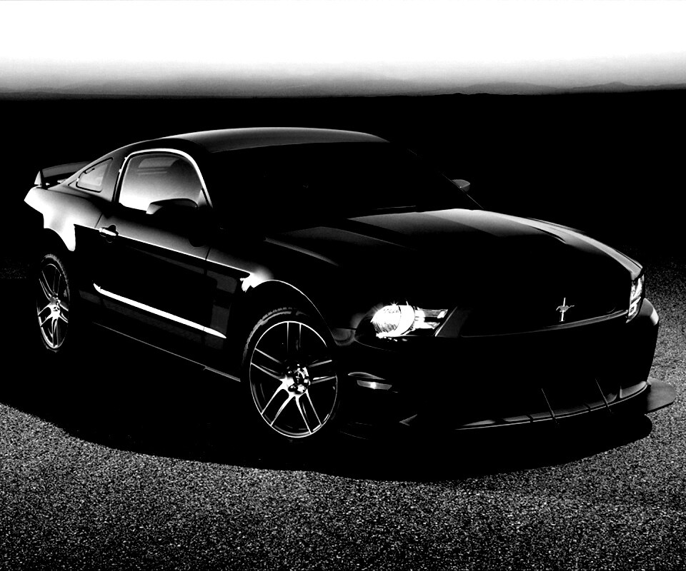 Черный Форд Мустанг с красными полосами обои