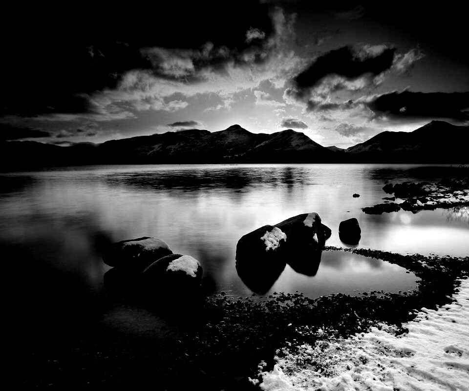 Картинный закат на озере обои