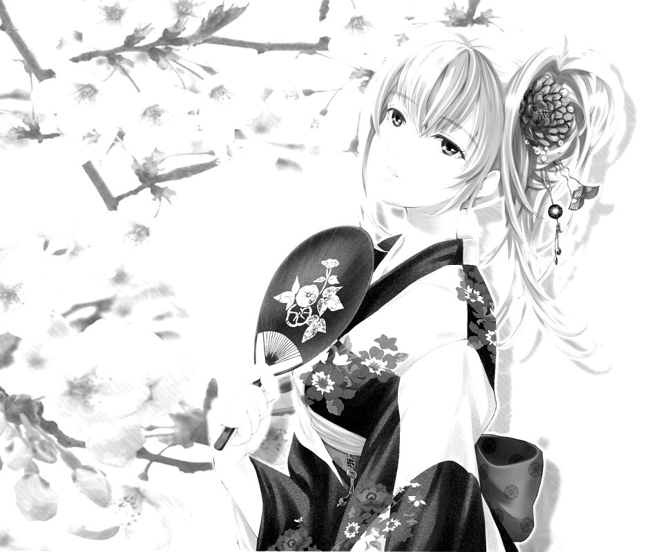 Девушка в кимоно обои