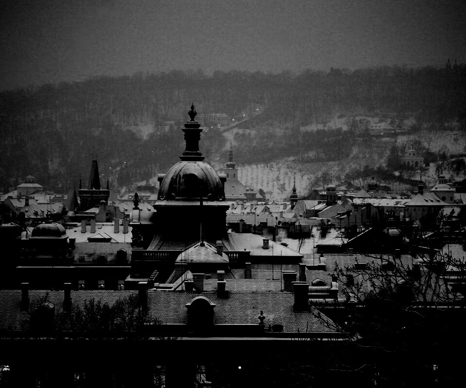 Город зимой обои