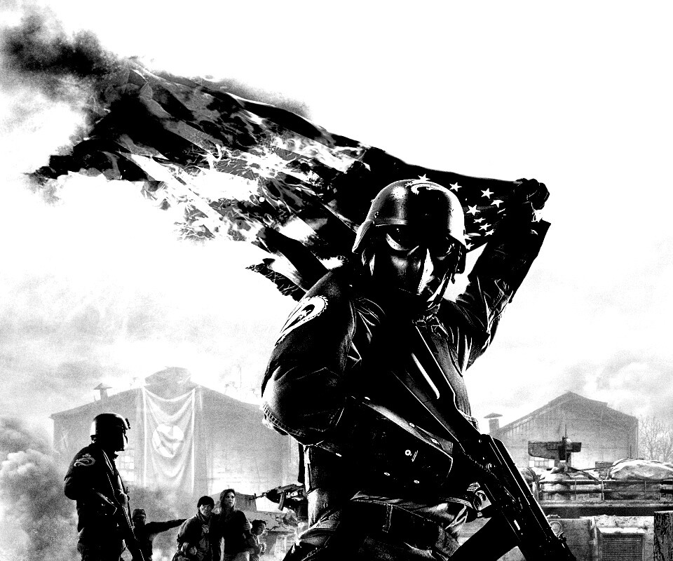 Солдат сжигает американский флаг обои